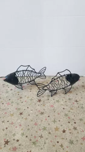 Vtg MCM 50s Atomic Era Weinberg ? Fish Wire Sculptures 2 KILLER ! NM  Abstract ^