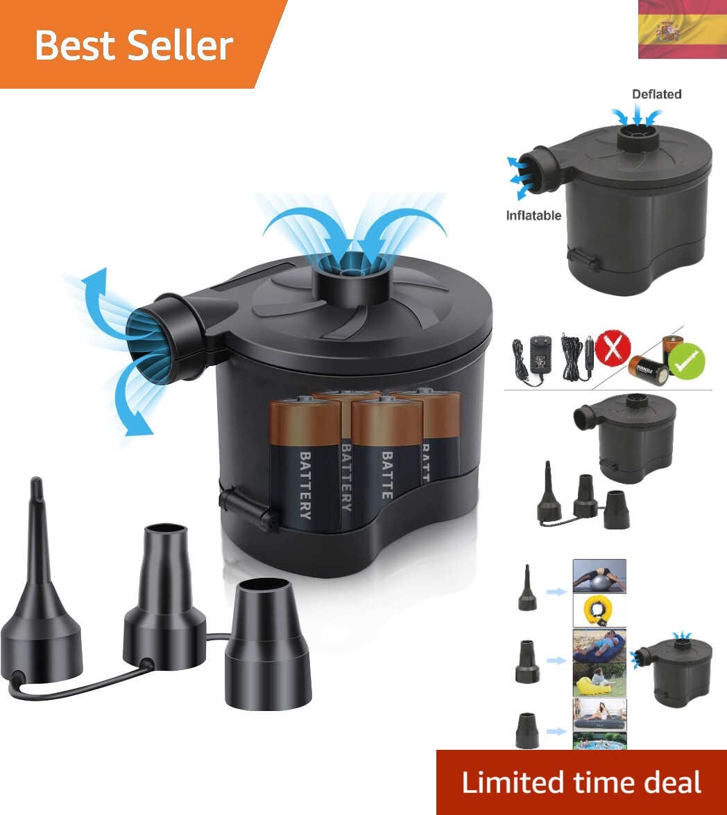 Inflador y Desinflador Eléctrico Portátil 3T6B - Perfecto para Playa y Camping