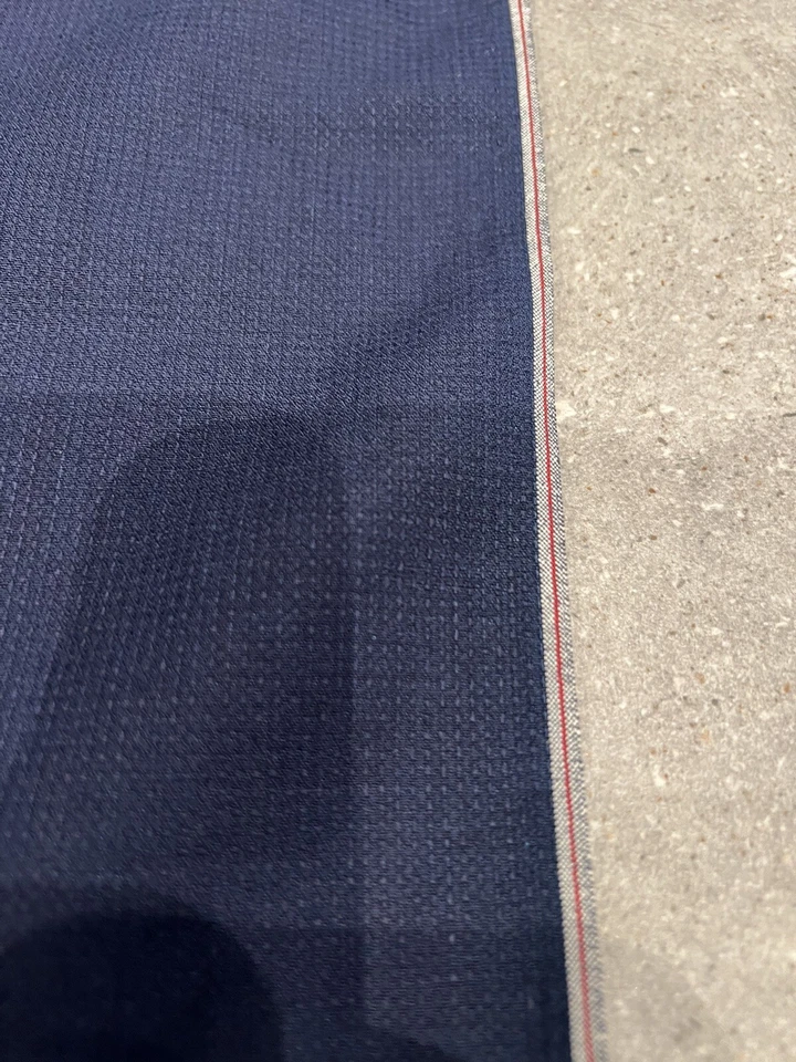 Textured Salvage Chambray Fabric Red Selvedge Cotton Per Yard - Image 4 of 4