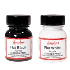 Angelus FLAT BLACK+FLAT WHITE Leather Paint - 1 fl.oz 