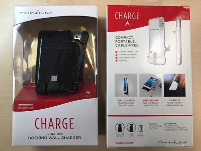 Thinium CHARGE Ultra Thin Docking Wall Charger for Micro USB Black S6 HTC LG