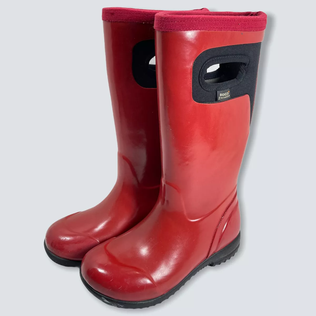 Unisex Kids BOGS TACOMA RED Neoprene RUBBER WATERPROOF RAIN BOOTS