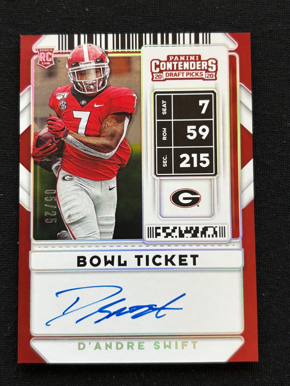 D'Andre Swift 2020 Contenders Auto Autograph RC Georgia Bulldogs Eagles 5/25