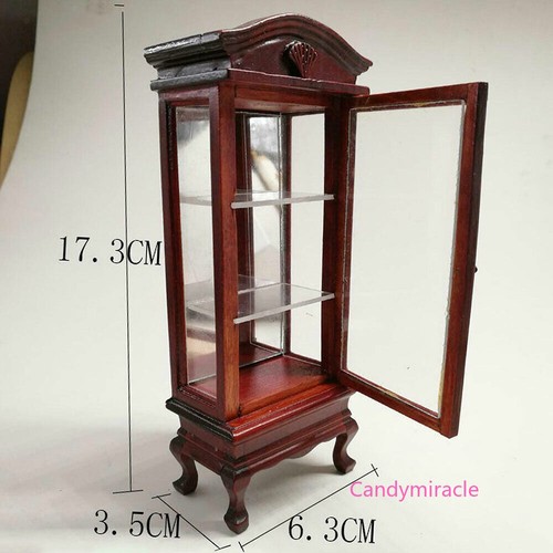 Maßstab 1:12 Puppenhaus Miniatur Vintage Holz Showcase Kabinett Regal Möbel Rot - Bild 2 von 6