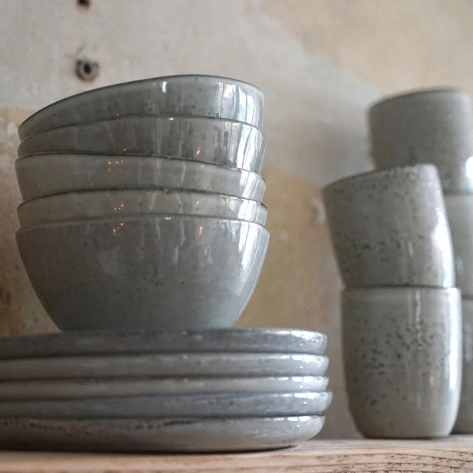 Eß Speise Teller Steingut grau 27cm rund flach Trend Gedeck Essen Geschirr Pearl - Bild 4 von 4