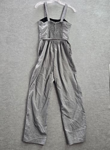 Abercrombie & Fitch Women Jumpsuit Small Gray Houndstooth Front Button Waist Tie - Picture 9 of 11
