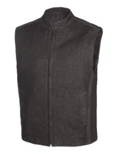 TRUE ELEMENT Mens Denim Club Style Vest w/ Concealed Carry &  Leather detail