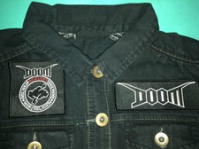 Doom Crust Punk Girls' Black Denim Cut-off Against War Patch Waistcoat Sz. 8-16