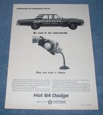 1964 Dodge Ramchargers Vintage Drag Racing Ad We Used To Win Automatically...