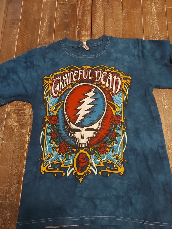 TieDye Blue Crew Neck Grateful Dead Graphic T-Shirt Small jerry garcia 