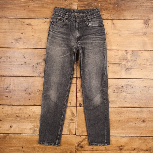 Vintage Levis 505 Jeans 28 x 31 USA Made 90s Dark Wash Tapered Grey Orange Tab