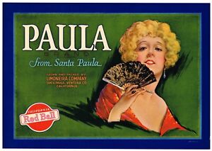 GENUINE CRATE LABEL SANTA CLAUS VINTAGE SANTA PAULA VENTURA CALIFORNIA C1930 N33