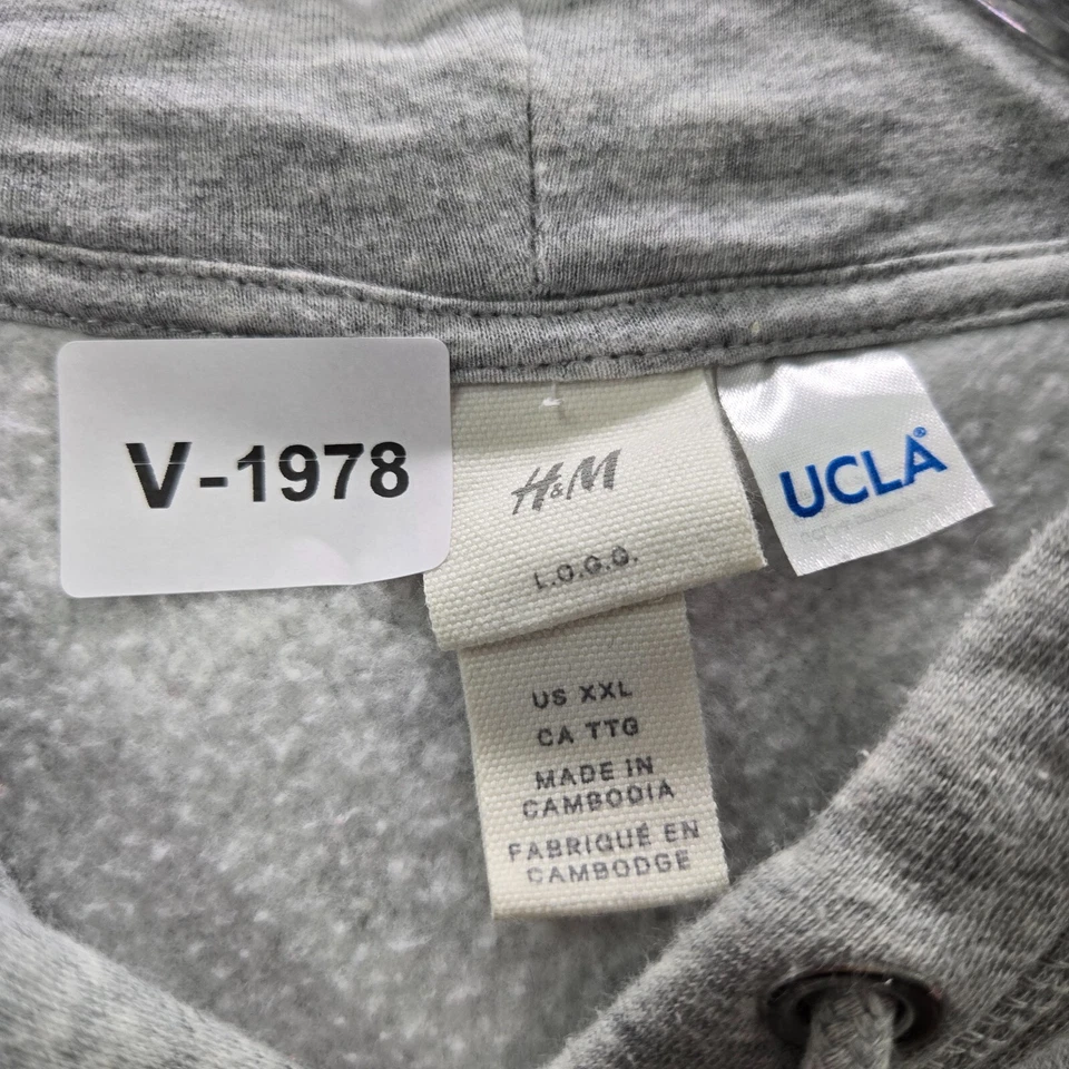 UCLA x H&M Mujer Sudadera 2XL Gris Sudadera con Capucha Logo Gráfico Bolsillos Manga Larga Foto 2 de 4