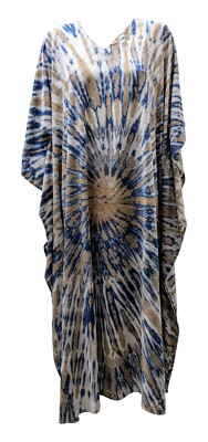 Damen Frauen Übergröße Kaftan Batik Fledermaus Maxi Freigröße bis 36 Creme