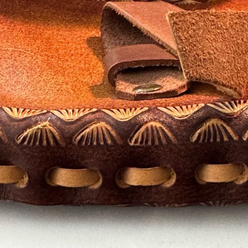 Chile Vintage 70s Brown Leather Saddle Western Hippie Tooled Crossbody Sling Bag - Picture 9 of 14