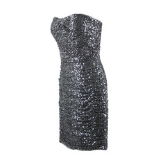 La Femme NEW Sz 2 Gray Greenish Sequin Beaded Lined 100% Polyester Bodycon Dress