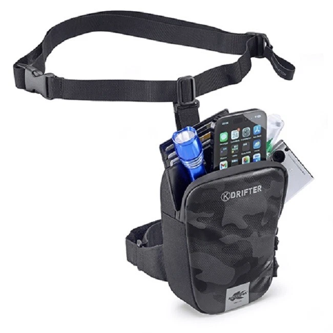 KAPPA DR03 BORSA MARSUPIO BORSELLO DA GAMBA MOTO CINGHIA COSCIA E VITA - Immagine 2 di 2