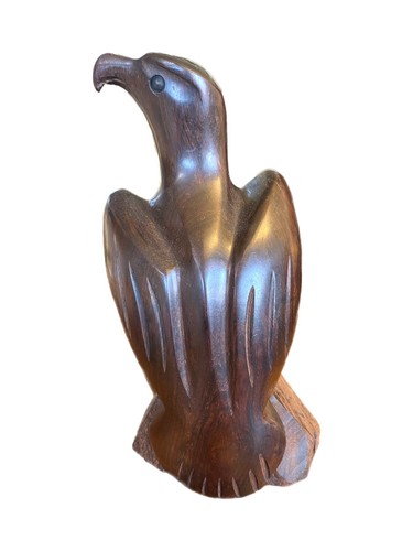 Hand Carved Large 9 1/2" Ironwood Eagle, Falcon, Hawk, Bird Of Prey Wood Statue - Picture 4 of 6