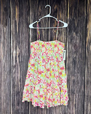 No Boundaries Womens Strapless Ruched Summer Dress Floral Print Size L 12-14