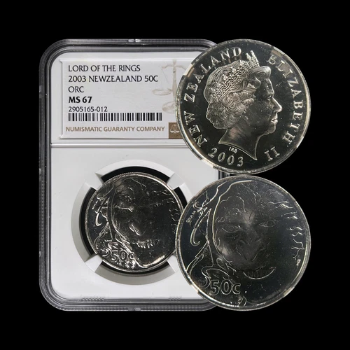 NEW ZEALAND. 2003, 50 Cents - NGC MS67 - Top Pop 🥇 Lord of the Rings, Orc