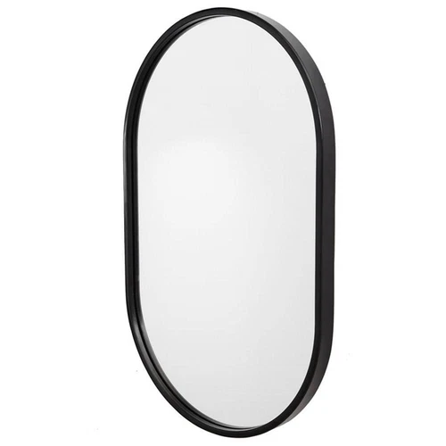 Uttermost Varina Oval Contemporary Iron Metal Mirror in Sleek Satin Black - Picture 2 of 6