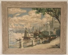 Gorgeous impressionist painting of a European capital.  Brilliantly executed