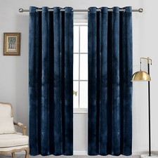 Crushed Velvet Blackout Curtains Eyelet Ring Top Ready Made Lined Pair Curtains