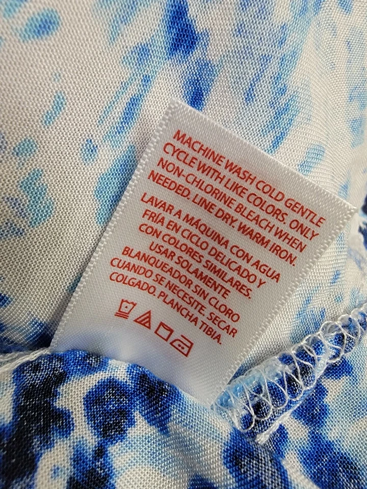 Faded Glory Womens Shirt Top Blouse Size 3X 22W/24W White Blue - Image 4 of 4