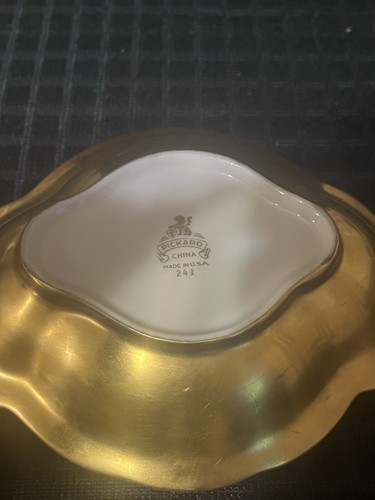Vintage Pickard China Made In USA #241 Gold Daisy Rose Candy Dish 6 1/2 By 5” - Picture 4 of 12