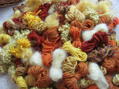 25 Assorted Mixed Yarn Fiber Scraps Pieces Bundles *No duplicates* Orange Yellow