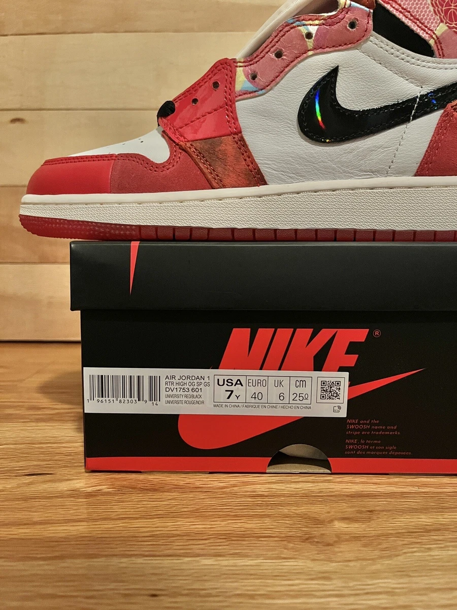 Marvel x Air Jordan 1 Retro Hi OG GS ‘Next Chapter’ Size 7Y DV1753-601 Spiderman
