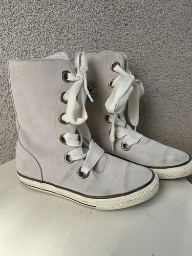 Converse Star Schuhe Wildleder taupe High Top Sneaker Gr. 8 Sherpa gefüttert Top - Bild 2 von 11