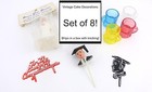 Vintage Graduation Cap+Gown Beer Mug College Cake Topper Decoration & Picks LOT