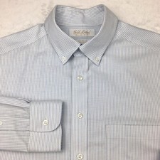 Roundtree Yorke Gold Label Shirt Mens 15.5-35 Blue/White Stripe Stretch Oxford