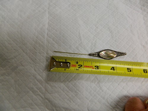 Vintage Custom Sterling Silver Mother of Pearl Pin Brooch - Picture 4 of 5