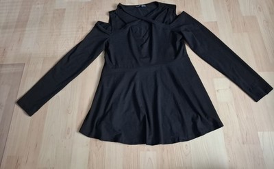Schwarzes Cold-Shoulder Oberteil / Tunika   Gr. L