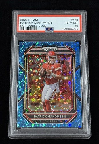 Patrick Mahomes 2022 Panini Prizm No Huddle Blue Prizm #’d/79 PSA 10 GEM MINT