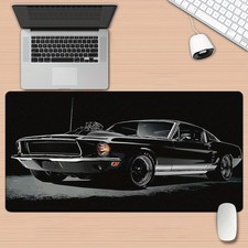 A Black Classic Car Mouse Pad on a Dark Background - a Large Gaming And Office