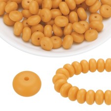 110Pcs Silicone Beads 14mm Lentil Rubber Focal Beads Bulk, Amber Yellow