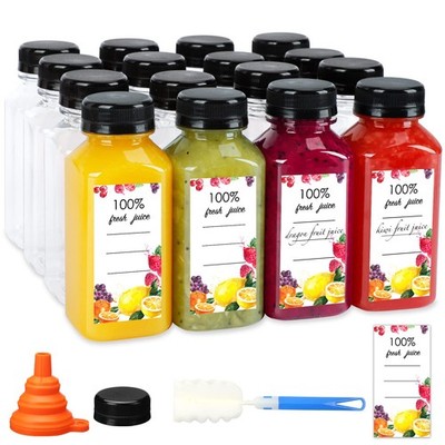 50pcs 8oz Juice Bottles, Plastic Bottles with Caps, Bulk Clear Beverage Conta...