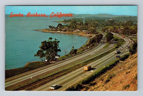 Santa Barbara CA-Kalifornien, Vogelperspektive entlang der Küste Vintage Postkarte
