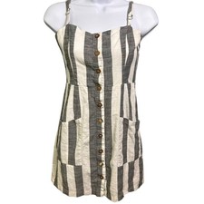 Forever 21 Linen Striped Mini Dress Medium Clean Girl Summer Coastal Minimalist