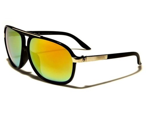 Mens Retro Pilot Designer Sunglasses with Brow Bar and Mirror Lens UV400 Unisex - Picture 2 of 8