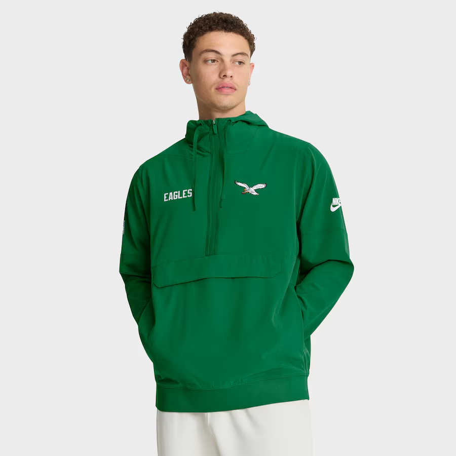 Nike Philadelphia Eagles 2025 Sideline Anorak Half-Zip Hoodie