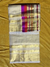 KERALA SAREE Premium quality Tissue saree with Red,Purple and Golden border.