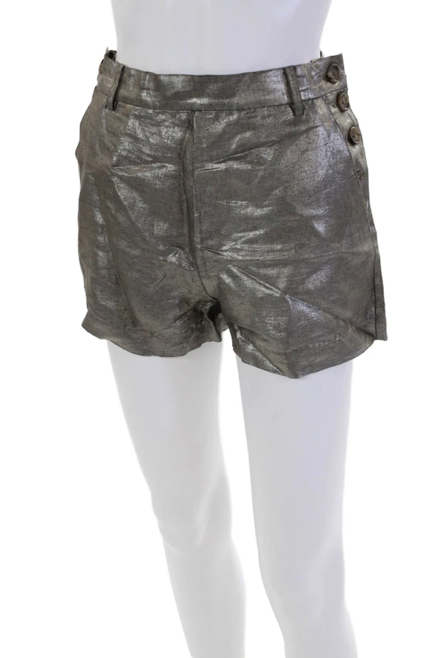 Pantalones Cortos Elizabeth and James Gris Mujer Tiro Alto Metálico Lino Gris Talla 0 Foto 2 de 4