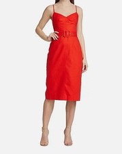 Halston Women's Red Aryelle Belted Bustier Dress Size 0