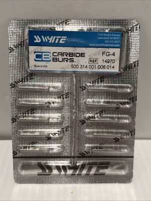 SS WHITE Dental Carbide Burs FG-4 Pack Of 10 Pcs