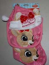 Clarice Rudolph The Red Nosed Reindeer Baby First Christmas Bib,Hat,Stocking Set