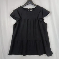 Naif Blouse Women's Size 1X Black Ruffle Roughing